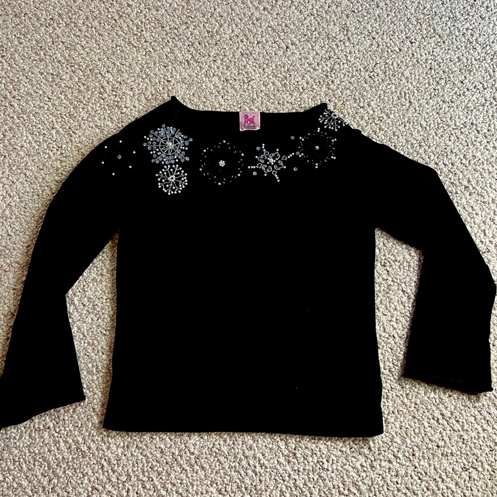 Pink Poodle Black Stretch Top Size S